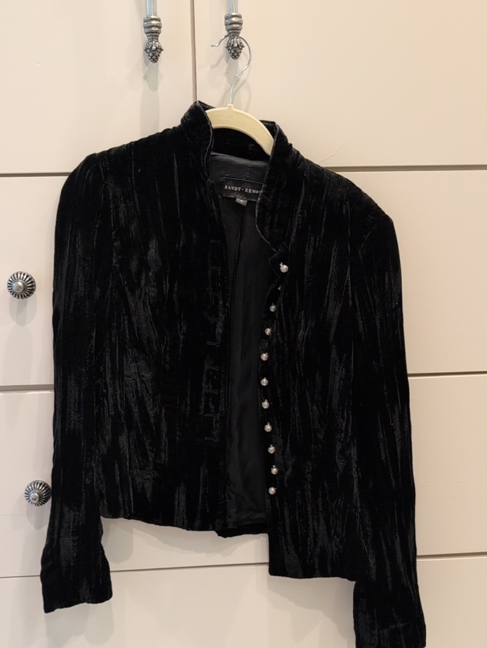 Black Velvet Button-Front Women's Jacket